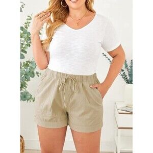 Eytino Womens Plus Size Casual Drawstring Elastic Waist Loose Summer Shorts 5X